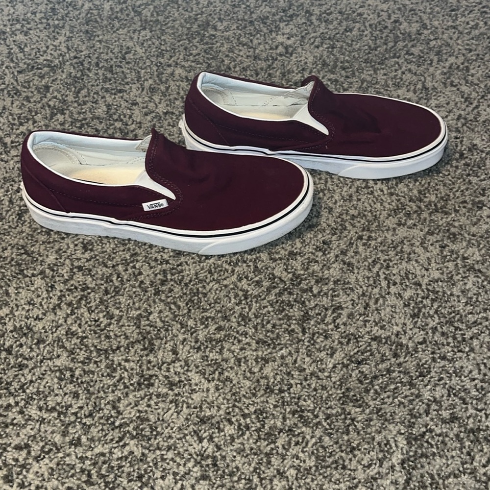 Maroon slip on Vans